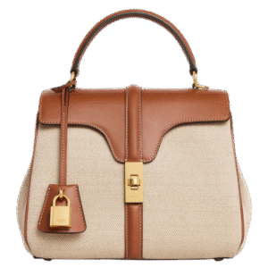 CELINE : Small 16 bag in textile and natural calfskin